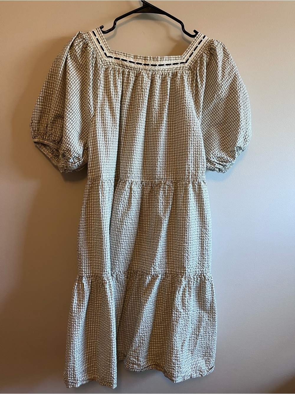 Roolee Smocked Square Neck Gingham Midi Dress - Picture 2 of 7